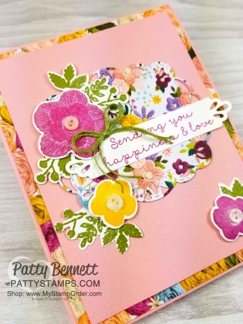 Stampin' UP! card idea featuring Needle & Thread bundle and Needlepoint Nook designer paper by Patty Bennett www.PattyStamps.com