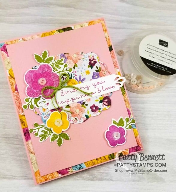 Stampin' UP! card idea featuring Needle & Thread bundle and Needlepoint Nook designer paper by Patty Bennett www.PattyStamps.com