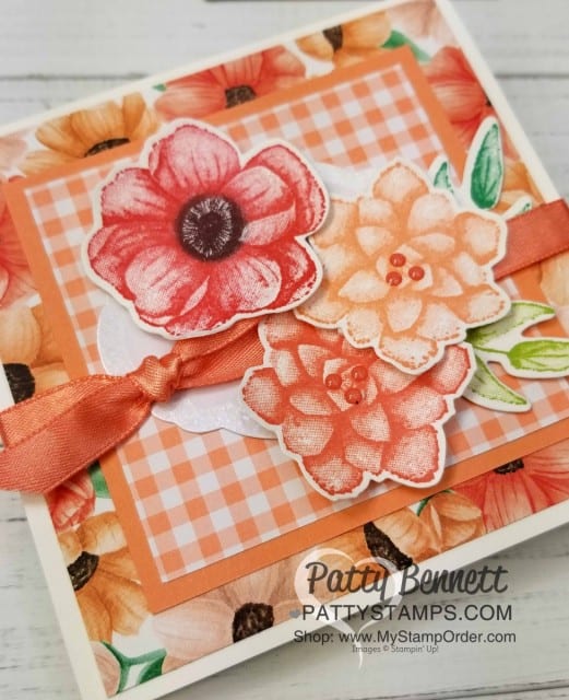 Painted Seasons Sale-a-Bration bundle handmade cards by Patty Bennett featuring Gingham Gala plaid paper. www.PattyStamps.com