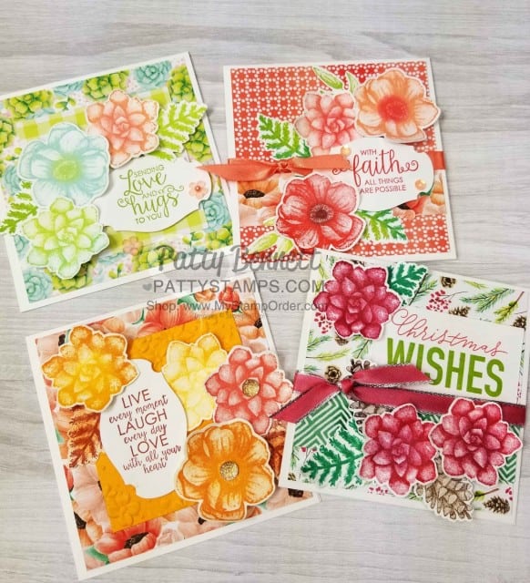 Stampin' Up! Painted Season Sale-a-Bration Second Release bundle gift - 4 seasons card ideas from Patty Bennett www.PattyStamps.com
