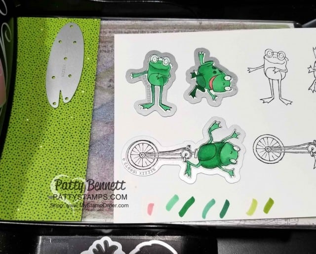 Stampin' UP! So Hoppy Together stamp set and matching Hop Around framelit dies for the Big Shot. Limited time offer! March 2019. Frog Card colored with Stampin' Blends by Patty Bennett www.PattyStamps.com