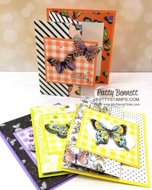 Designer Series Paper Fun Fold Card featuring Botanical Butterfly Sale-a-Bration paper. check out www.PattyStamps.com for details!