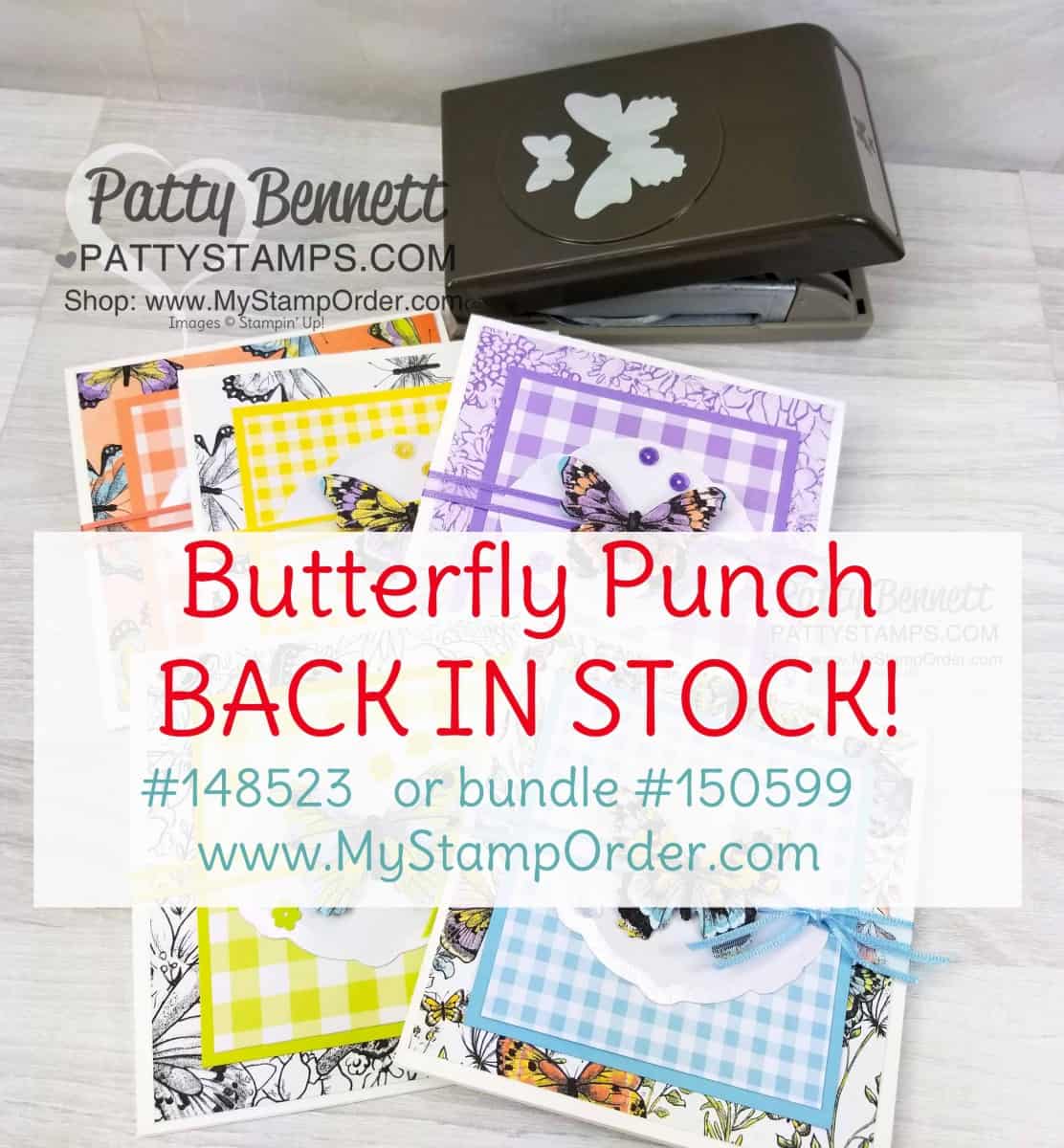 Butterfly duet punch and Butterfly Gala bundle are back in stock in my Stampin' Up! store! www.MyStampOrder.com