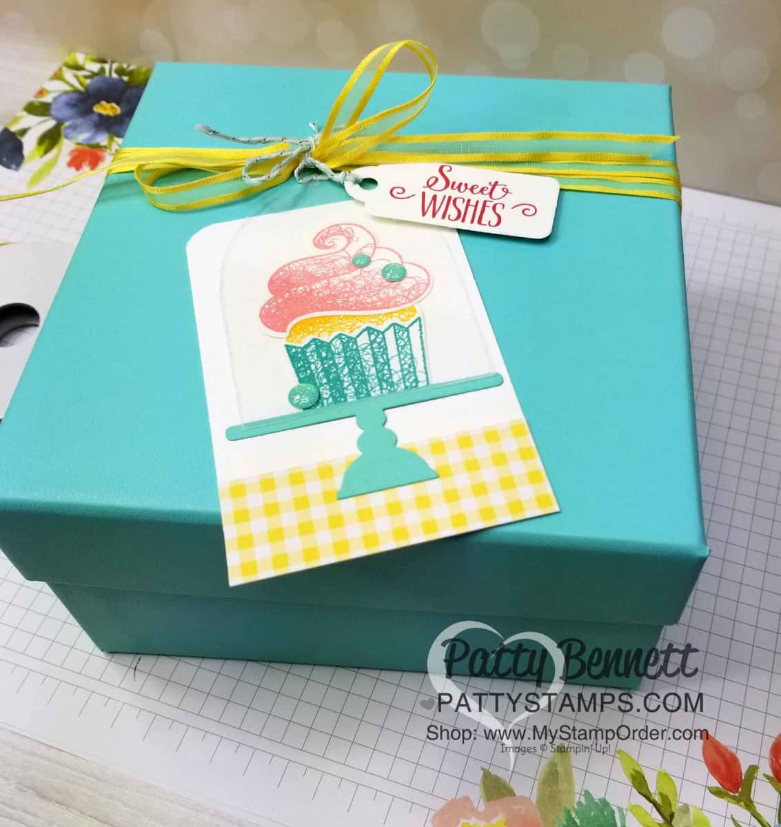 Sale-a-Bration 2019 Hello Cupcake stamp set from Stampin' UP! with matching Call Me Cupcake framelits. Birthday gift tag idea by Patty Bennett www.PattyStamps.com