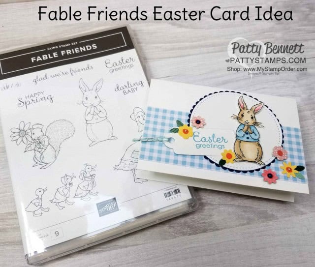 Stampin' UP! Fable Friends Easter Card idea - Bitty Blooms Punch pack and Stampin' Blends coloring. Patty Bennett www.PattyStamps.com