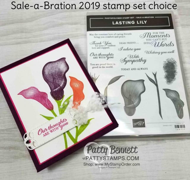 Lasting Lily Sale-a-Bration 2019 stamp set - perfect for sympathy cards or spring / Easter greeting cards. by Patty Bennett www.PattyStamps.com