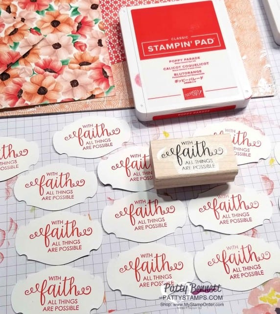 Stampin' UP! Painted Seasons Bundle - Limited Time Offer March 2019. Ribbon of Courage Faith Card idea by Patty Bennett with Story Label Punch. www.PattyStamps.com