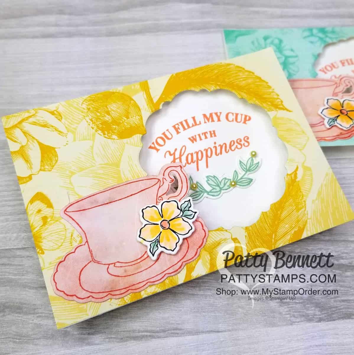 Stamp Tea Cup on Petal Promenade Paper - Patty Stamps