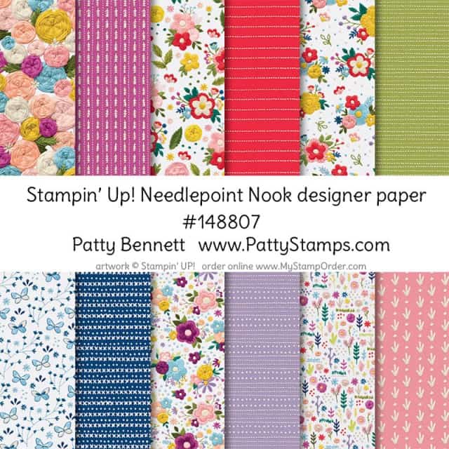 Stampin' Up! Needlepoint Nook designer paper #148807, limited time only www.MyStampOrder.com