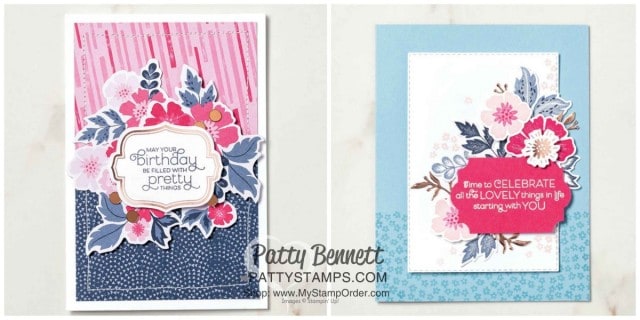 Everything is Rosy paper crafting / card making product medley available while supplies last from Stampin' Up! May 2019. Kit includes stamp set, framelit dies, 6x6 paper stack, rose gold foil paper, die cuts, ribbon and Rose Gold Shimmer paint. www.PattyStamps.com