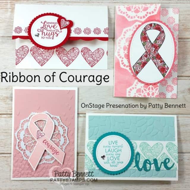 Stampin' UP! Ribbon of Courage stamp set - designed by Patty Bennett in honor of my mom's battle with Cancer. Great set for hope, encouragement, thank you and love you! www.PattyStamps.com