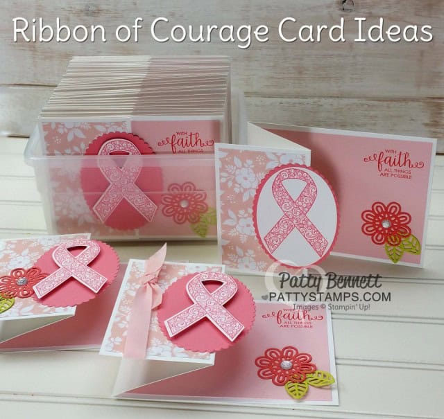 Stampin' UP! Ribbon of Courage stamp set - designed by Patty Bennett in honor of my mom's battle with Cancer. Great set for hope, encouragement, thank you and love you! www.PattyStamps.com