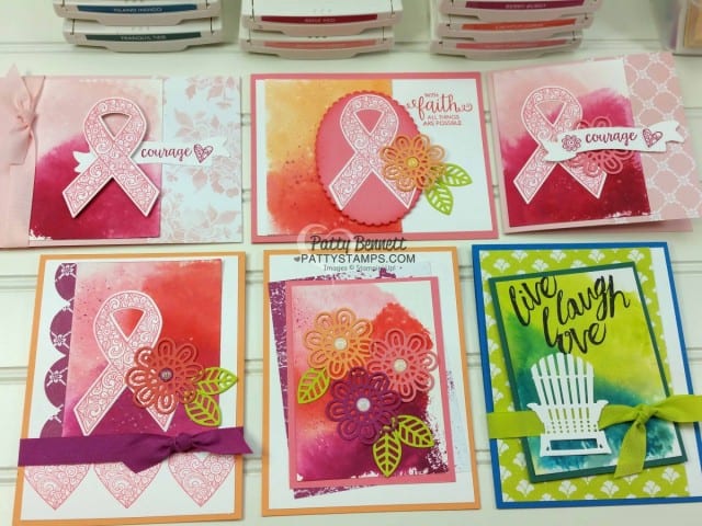 Stampin' UP! Ribbon of Courage stamp set - designed by Patty Bennett in honor of my mom's battle with Cancer. Great set for hope, encouragement, thank you and love you! www.PattyStamps.com