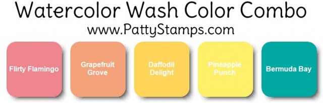 Stampin' Up! color combo for watercolor wash background - Butterfly Gala card. www.PattyStamps.com