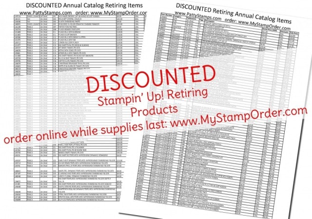 Annual Catalog 2018 2019 Stampin' Up! retiring list with DISCOUNTS on papercrafting products. www.PattyStamps.com