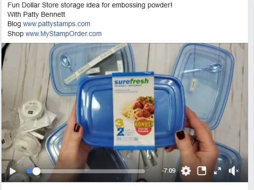 Video: How to store embossing powder in dollar store containers with mini spoons!  www.PattyStamps.com