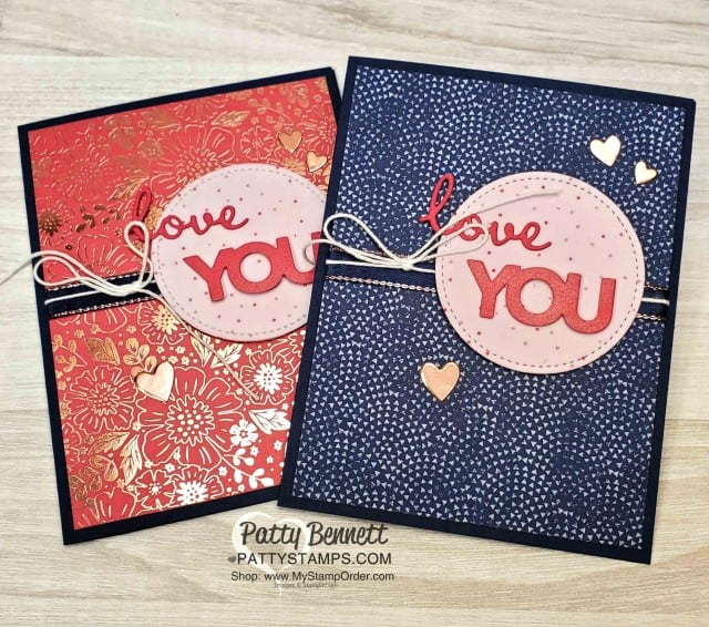 Love you cards with Stampin' UP! limited edition Everything is Rosy card and paper crafting kit featuring rose gold accents, flower stamp set, coordinating dies, paper, accessories and rose gold shimmer paint. www.PattyStamps.com