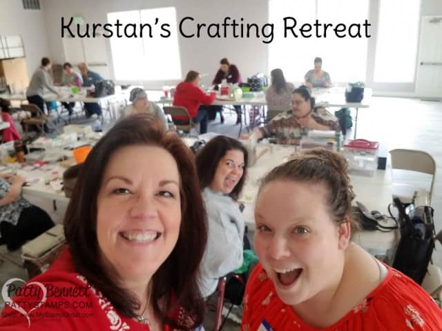 Stamping and learning new watercolor techniques at Kurstan's Crafting Retreat!