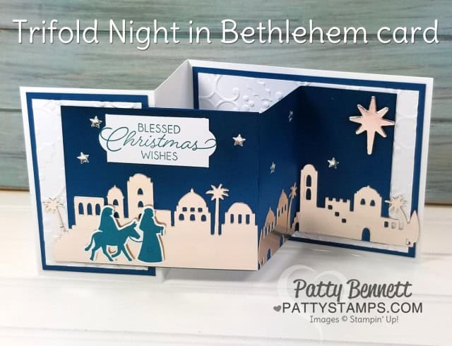Stampin' Up! Night in Bethlehem stamp set and Bethlehem edgelit dies RETIRING! Great for handmade Christmas cards! www.PattyStamps.com