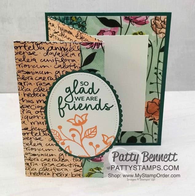 Fun Fold card idea featuring Stampin' UP! Share What You Love designer paper and the Incredible Like You stamps set. Retiring papercrafting supplies available while supplies last. www.PattyStamps.com