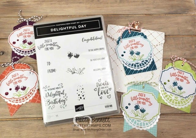 Tags and More accessory kits with Copper Dotted Treat Bags. Prize Patrol for the Luv 2 Stamp Group New Stampin' UP! catalog event, June 2019. www.PattyStamps.com