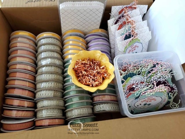 Tags and More accessory kits with Copper Dotted Treat Bags. Prize Patrol for the Luv 2 Stamp Group New Stampin' UP! catalog event, June 2019. www.PattyStamps.com