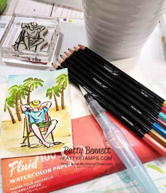 Birthday card and Amazon Gift Card Holder for Eric featuring Stampin' Up! stamp sets: A Good Man and Friend Like You. Stamped on Watercolor paper and colored with Stampin' UP! watercolor pencils and Aqua Painter, by Patty Bennett www.PattyStamps.com