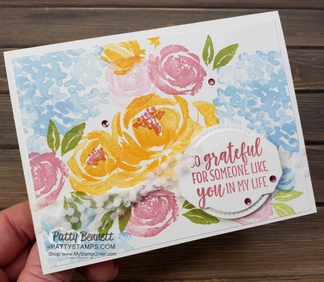 Beautiful Friendship floral stamp set from Stampin' UP! - Note Card Ideas by Patty Bennett featuring In Colors. www.PattyStamps.com