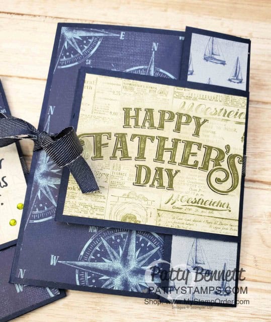 Stampin' UP! Come Sail Away Fun Fold Card with video tutorial, by Patty Bennett www.PattyStamps.com featuring Father's Day memories & more card