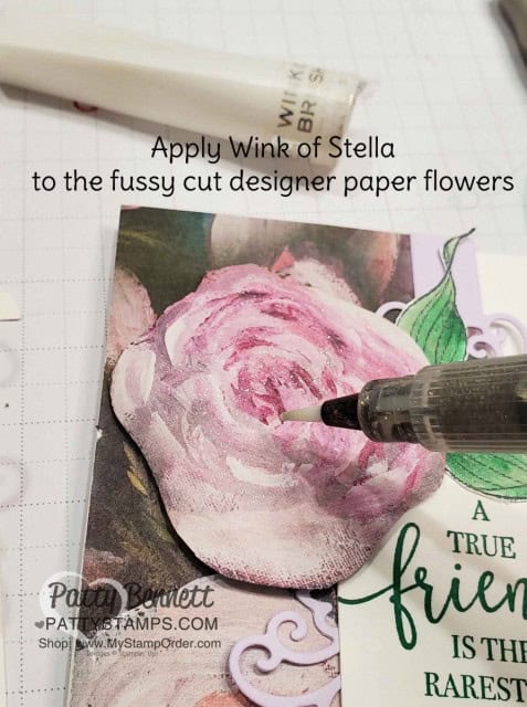 Tip!! use Wink of Stella on the Perennial Essence designer paper from Stampin' UP! for a glimmery finish! by Patty Bennett www.PattyStamps.com