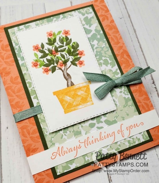 Beauty & Joy stamp set - Stampin' Up! 2019 Holiday Catalog. Topiary tree card idea for spring or summer by Patty Bennett www.PattyStamps.com