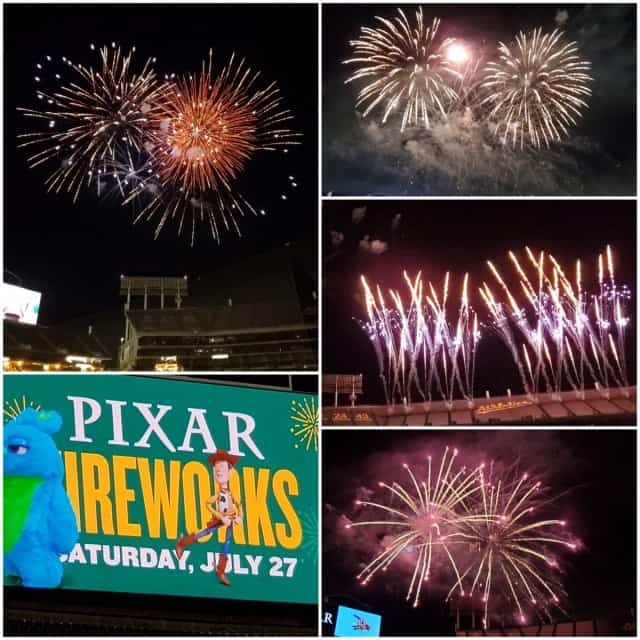 Oakland A's baseball game - fireworks night for Eric's birthday - July 2019