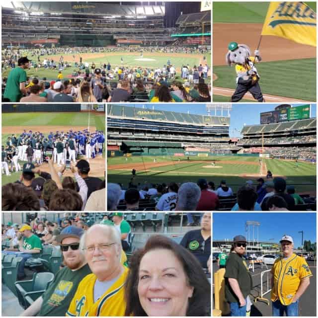 Oakland A's baseball game - fireworks night for Eric's birthday - July 2019