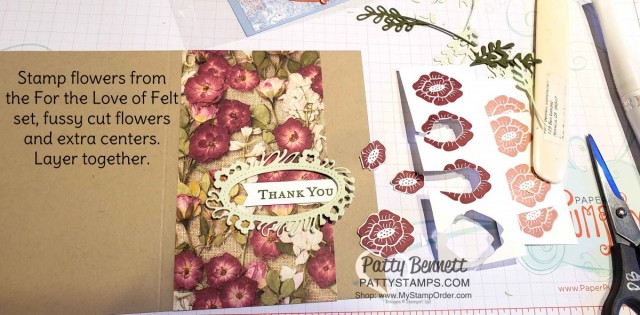 Stampin' UP! Pressed Petals designer paper card idea featuring the Petal Label die and For the Love of Felt stamp set. www.PattyStamps.com