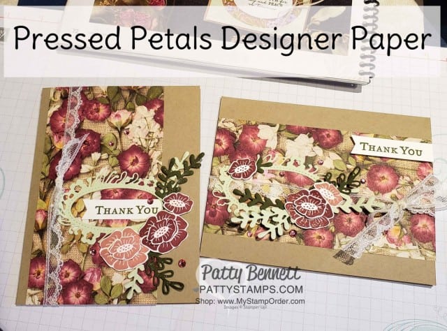 Stampin' UP! Pressed Petals designer paper card idea featuring the Petal Label die and For the Love of Felt stamp set. www.PattyStamps.com