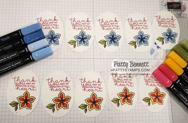 Stampin' Up! Pocketful of Happiness stamp set colored with Stampin' Blends, by Patty Bennett, www.PattyStamps.com