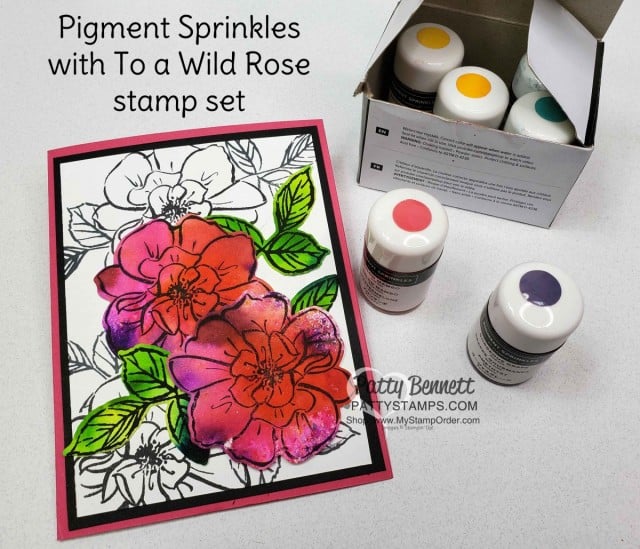 Floral Card created with Stampin' UP! Pigment Sprinkles featuring the To a Wild Rose stamp set and dies. By Patty Bennett www.PattyStamps.com