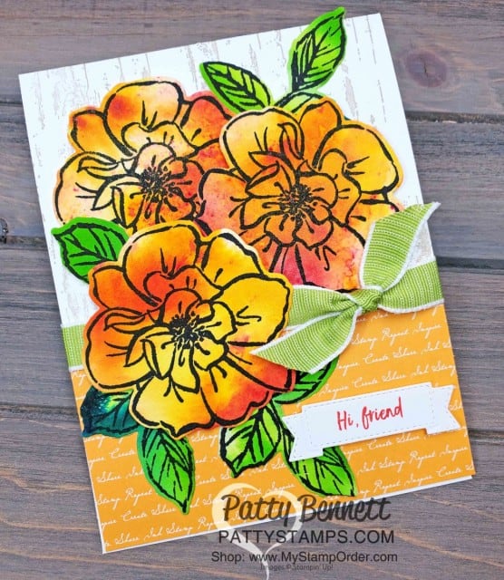 Floral Card created with Stampin' UP! Pigment Sprinkles featuring the To a Wild Rose stamp set and dies. By Patty Bennett www.PattyStamps.com