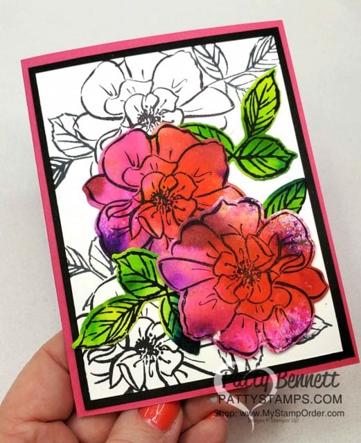 Floral Card created with Stampin' UP! Pigment Sprinkles featuring the To a Wild Rose stamp set and dies. By Patty Bennett www.PattyStamps.com