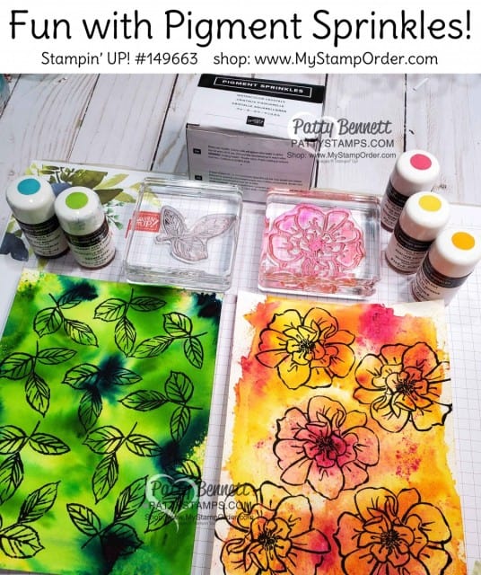 Paper Flowers created with Stampin' UP! Pigment Sprinkles featuring the To a Wild Rose stamp set and dies. By Patty Bennett www.PattyStamps.com