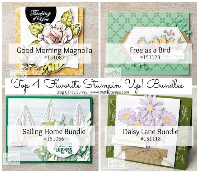 Readers Choice 4 favorite Stampin' Up! bundles - PattyStamps Blog Candy Survey August 2019