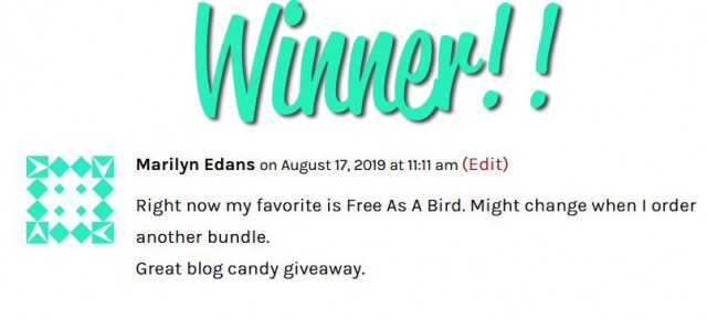 Blog Candy Giveaway winner on PattyStamps.com, August 2019