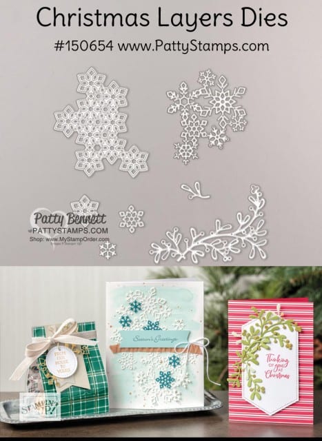 150654  Stampin' UP! Holiday catalog Christmas Layers dies,  Patty Bennett www.PattyStamps.com