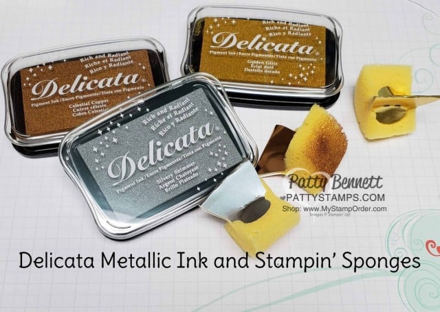 Metallic Ink Pads: Copper, Gold and Silver Delicata Metallic ink - www.PattyStamps.com