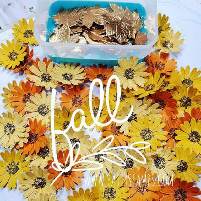 Fall flowers featuring Stampin' UP! Medium Daisy Punch. www.PattyStamps.com