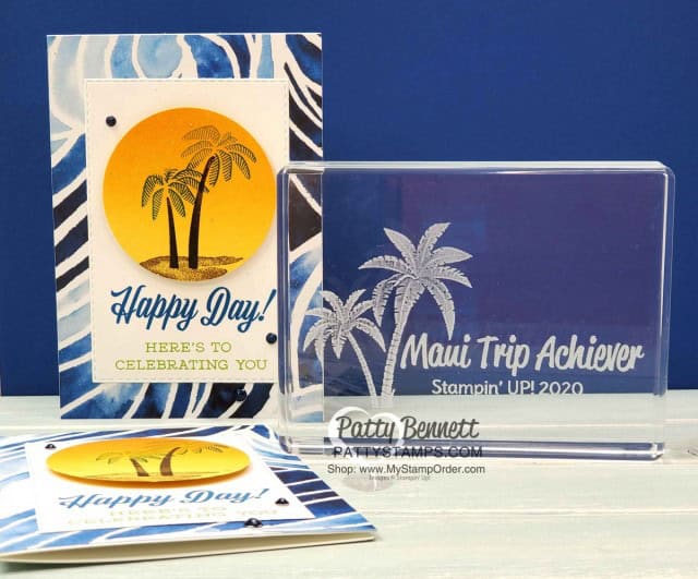 Clear block and congrats card featuring Stampin' UP! Friend Like You stamp set Happy Day card for my Luv 2 Stamp Group Maui Trip Achievers. www.PattyStamps.com