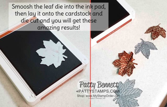 How to ink and die cut the Gather Together fall leaves from the 2019 Stampin' UP! Holiday Catalog. www.PattyStamps.com