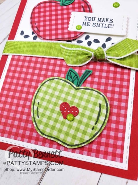 Harvest Hellos pumpkin and apple punch bundle from Stampin' Up! - Gingham card idea www.PattyStamps.com