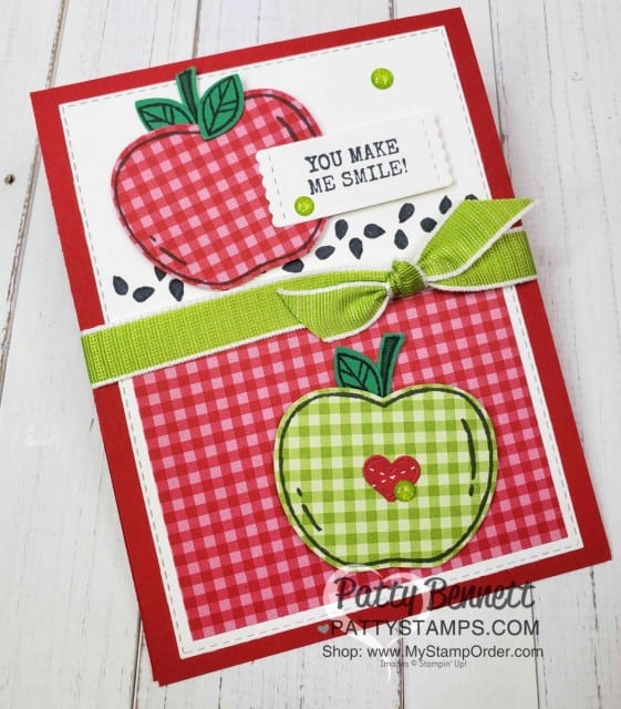 Harvest Hellos pumpkin and apple punch bundle from Stampin' Up! - Gingham card idea www.PattyStamps.com