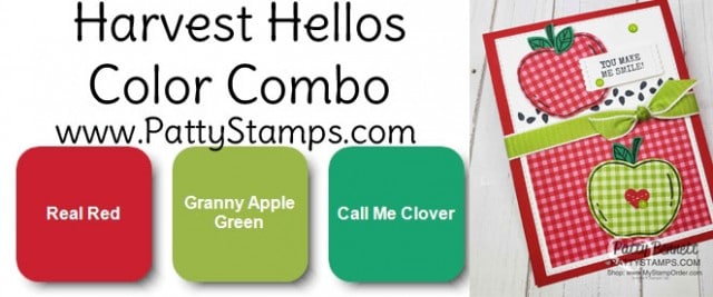 Harvest Hellos apple punch card color combo - Stampin' Up! Holiday catalog. www.PattyStamps.com
